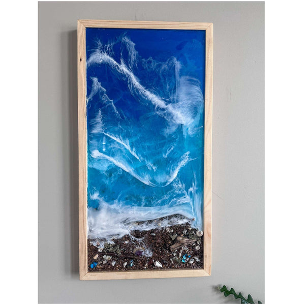 Ocean Dreams  - Handmade 3D Ocean Wall Art with Real Sand & Shells