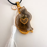 Handmade custom cat-shaped memorial pet resin keychain with personalized botanicals and letter charm