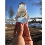 Wish Keeper Songbird dandelion resin bird decor with whole preserved dandelion clock in clear resin, handmade Canada