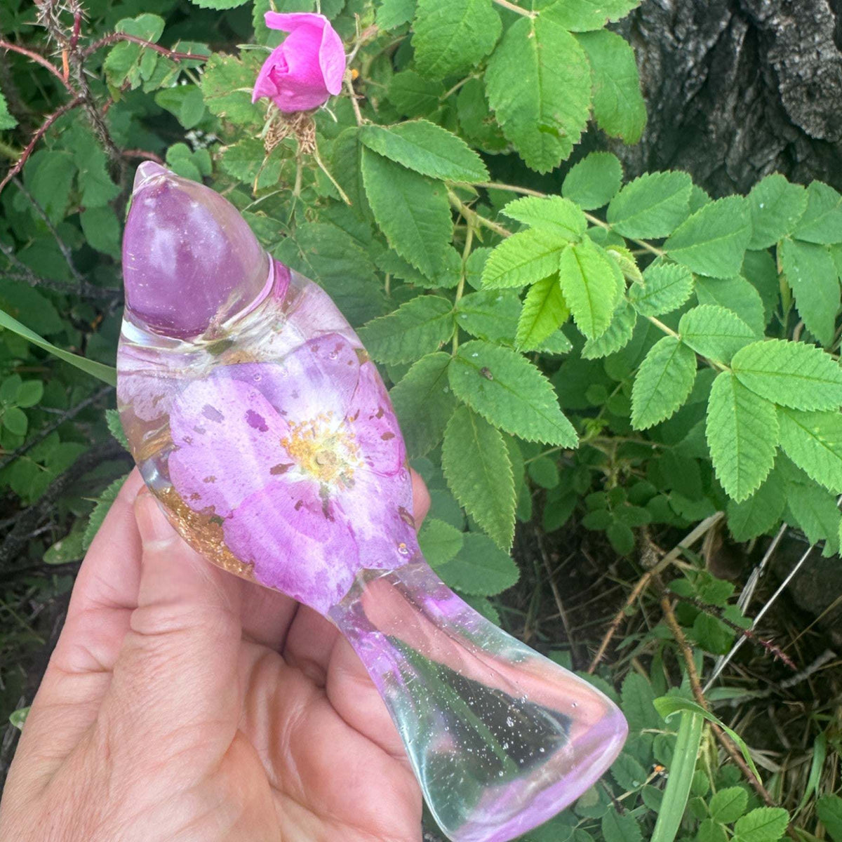 Wild Rose Whisper Bird - Handmade Preserved Wild Rose Resin Bird