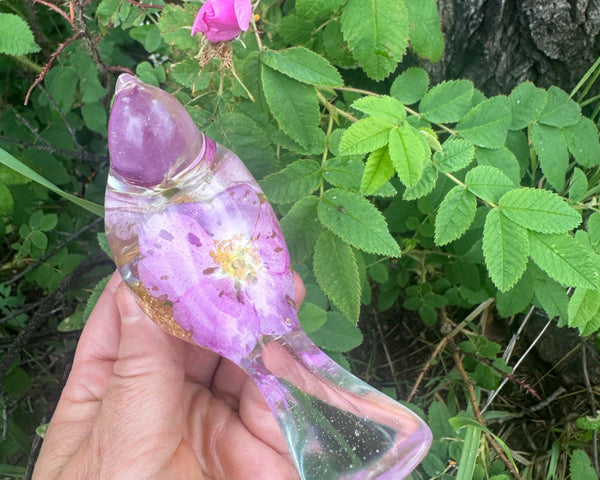 Wild Rose Whisper Bird - Handmade Preserved Wild Rose Resin Bird