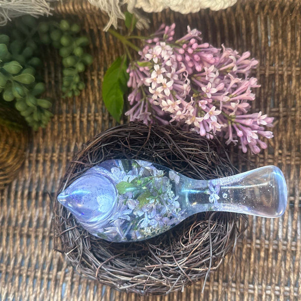 Forever Lilac Garden Bird - Handmade Real Lilac Blooms Resin Bird