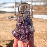 Lilac Bloom Songbird lilac resin bird decor with full preserved deep purple lilac bloom in clear resin, handmade Canada