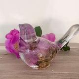 Wild Rose Whisper Bird - Handmade Preserved Wild Rose Resin Bird