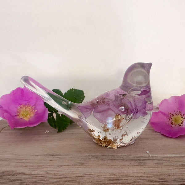 Wild Rose Whisper Bird - Handmade Preserved Wild Rose Resin Bird