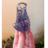 Lilac Bloom Songbird lilac resin bird decor with full preserved deep purple lilac bloom in clear resin, handmade Canada