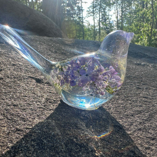 Forever Lilac Garden Bird - Handmade Real Lilac Blooms Resin Bird