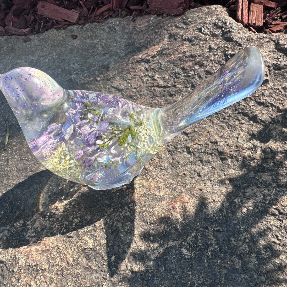Forever Lilac Garden Bird - Handmade Real Lilac Blooms Resin Bird
