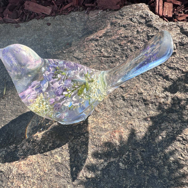Forever Lilac Garden Bird - Handmade Real Lilac Blooms Resin Bird