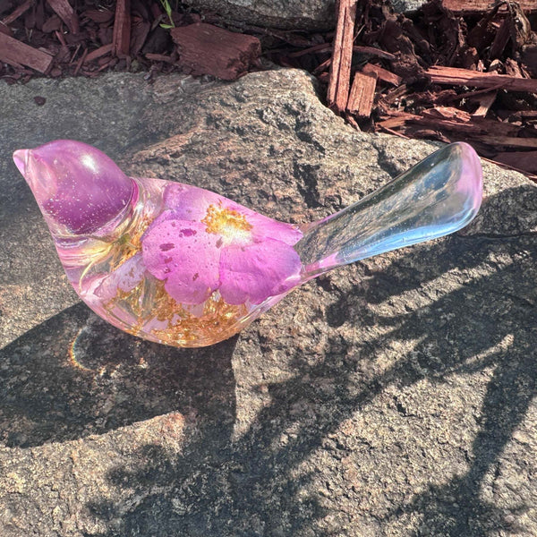 Wild Rose Whisper Bird - Handmade Preserved Wild Rose Resin Bird