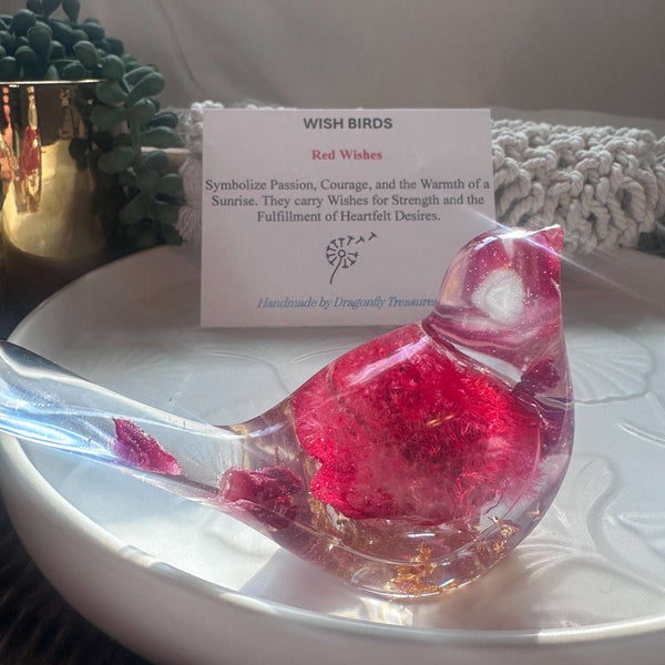 Wish Birds - Handmade Whispering Wish Dandelion Puff Resin Birds