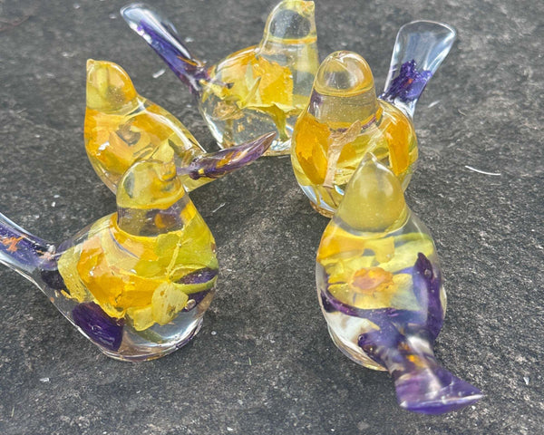 Springs First Songbird - Handmade Daffodil & Crocus Resin Bird
