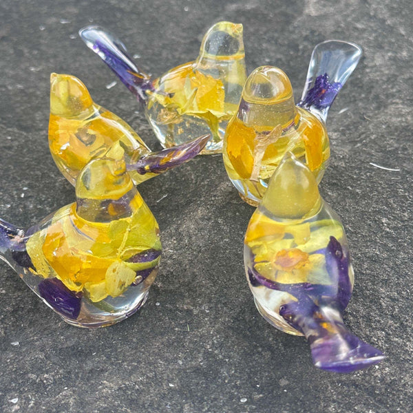 Springs First Songbird - Handmade Daffodil & Crocus Resin Bird