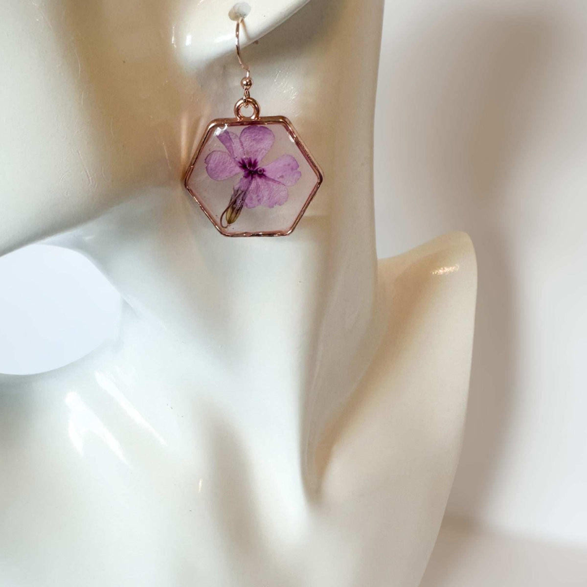 Romantic Pink Petal Whispers: Pressed PInk Flower Resin Earrings