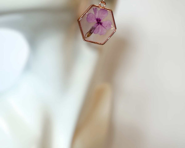 Romantic Pink Petal Whispers: Pressed PInk Flower Resin Earrings