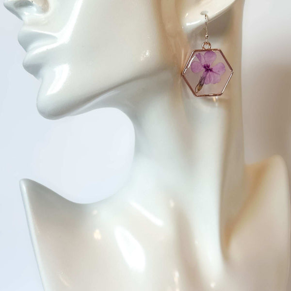 Romantic Pink Petal Whispers: Pressed PInk Flower Resin Earrings