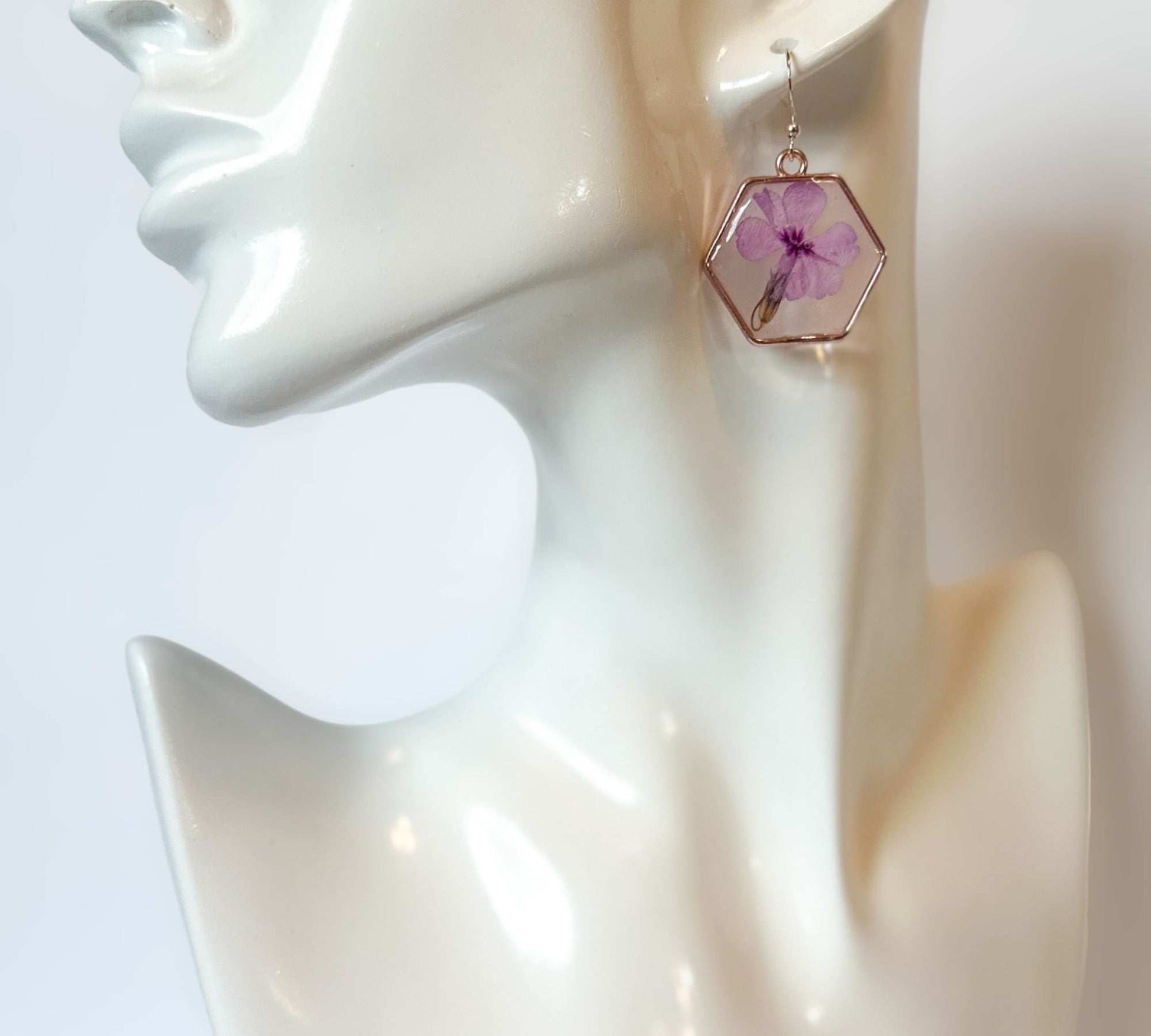 Romantic Pink Petal Whispers: Pressed PInk Flower Resin Earrings