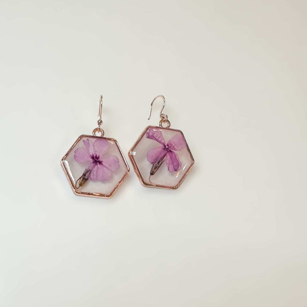 Romantic Pink Petal Whispers: Pressed PInk Flower Resin Earrings