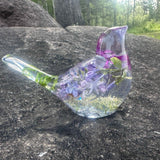 Lilac Whispers – Handmade Resin Bird with Green & Burgundy Accents