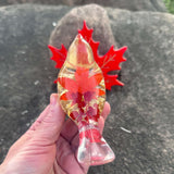 Maple Leaf Songbird - Handmade Resin Bird Maple Leaf & Gold Accents