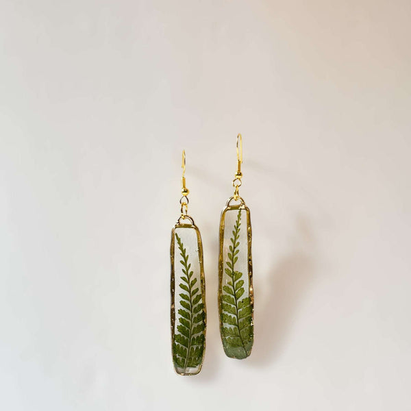 Fern Cascade Earrings - Minimalistic Meets Boho Style - Pressed Ferns