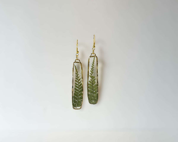 Fern Cascade Earrings - Minimalistic Meets Boho Style - Pressed Ferns
