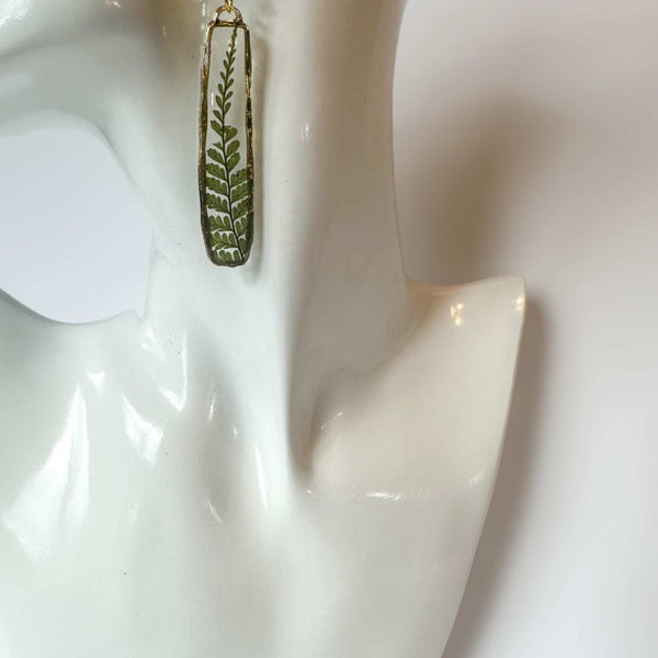 Fern Cascade Earrings - Minimalistic Meets Boho Style - Pressed Ferns