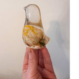 Sunshine Rose Songbird yellow rose resin bird decor with real preserved yellow rose in clear resin, handmade Canada