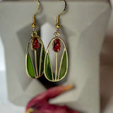 Tulip Spring Fling - Blooming Red Tulip Handmade Resin Earrings