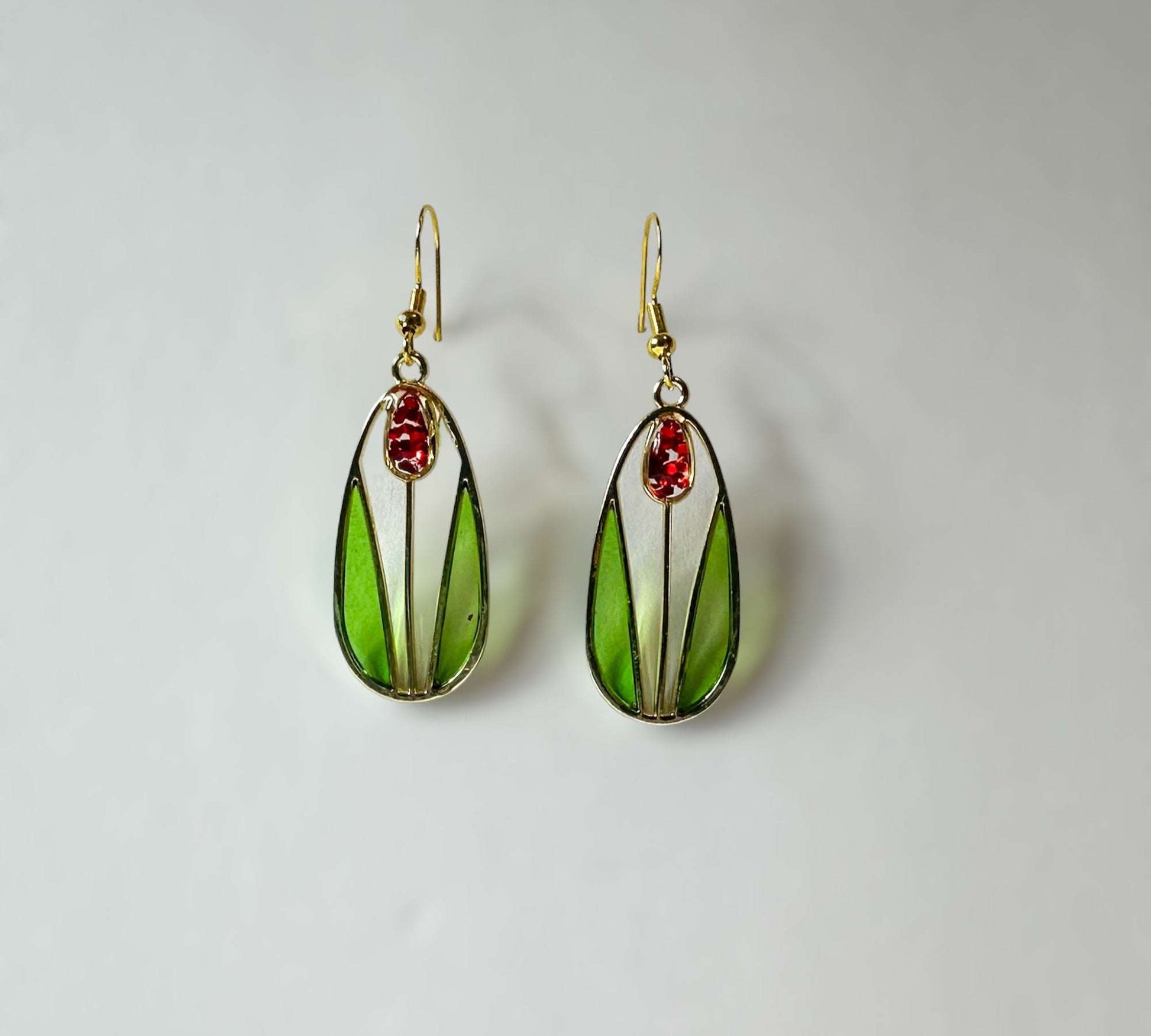 Tulip Spring Fling - Blooming Red Tulip Handmade Resin Earrings