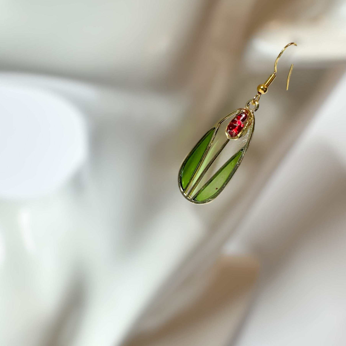 Tulip Spring Fling - Blooming Red Tulip Handmade Resin Earrings