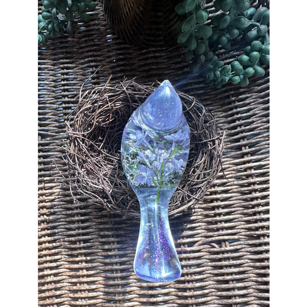 Forget-Me-Not Garden Bird - Handmade Forget-Me-Not Floral Resin Bird