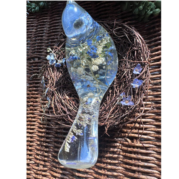 Forget-Me-Not Garden Bird - Handmade Forget-Me-Not Floral Resin Bird