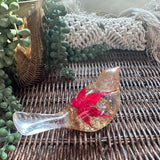 Maple Leaf Songbird - Handmade Resin Bird Maple Leaf & Gold Accents
