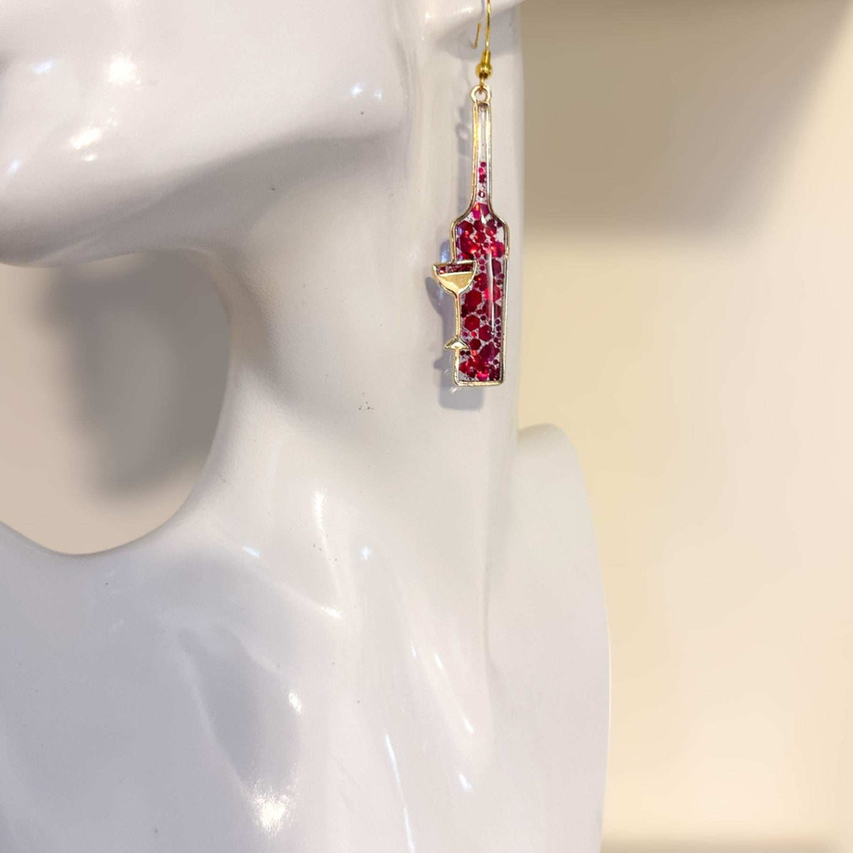 Cheers to Whimsy! Handmade Wine Bottle Resin Earrings - Unique Fun