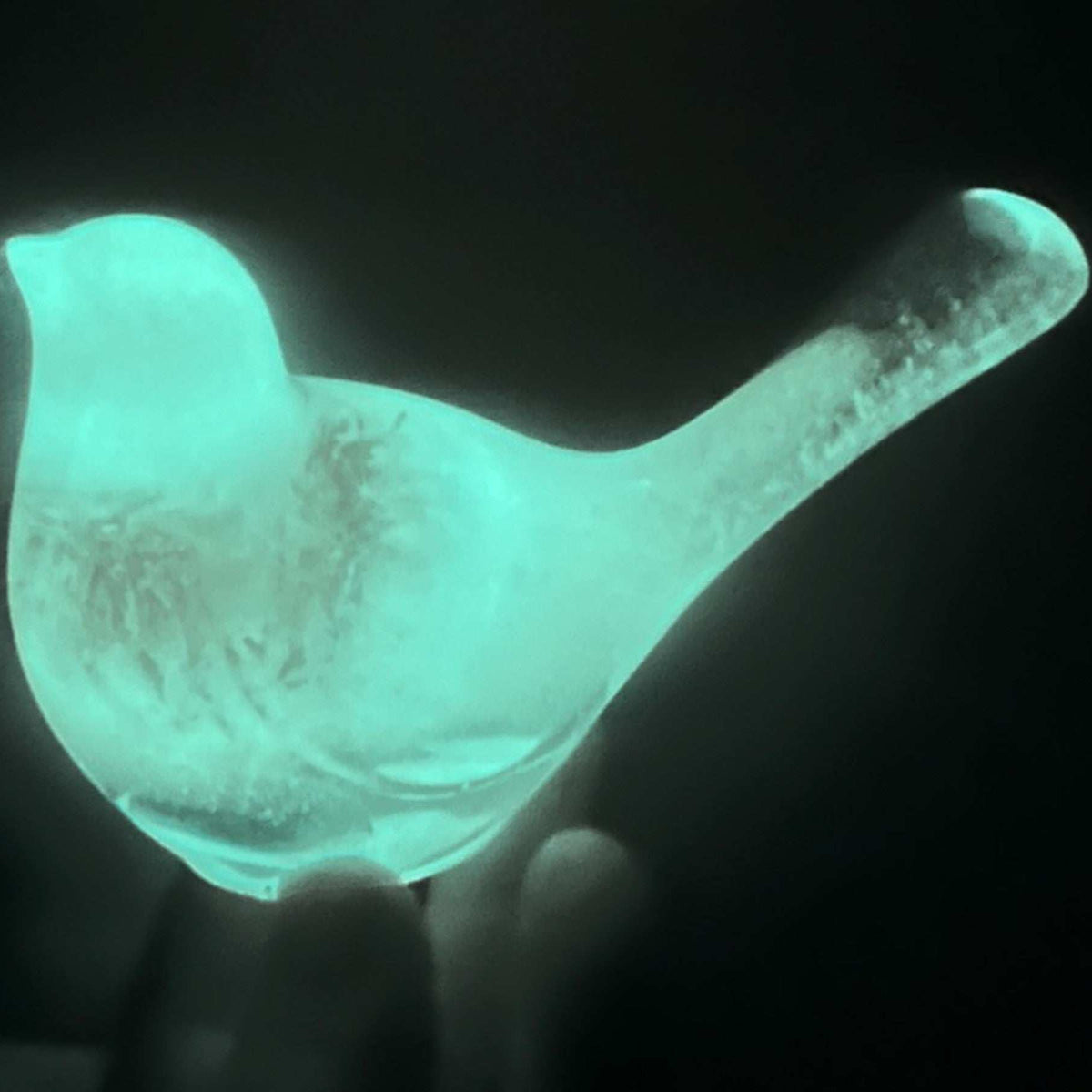 Aurora Wish Songbird teal glow resin bird decor with real preserved dandelion seeds in teal resin handmade Canada
