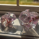 Blossom and Burrow pink floral resin bunny decor with real preserved spring blooms handmade Canada sold as a set of two