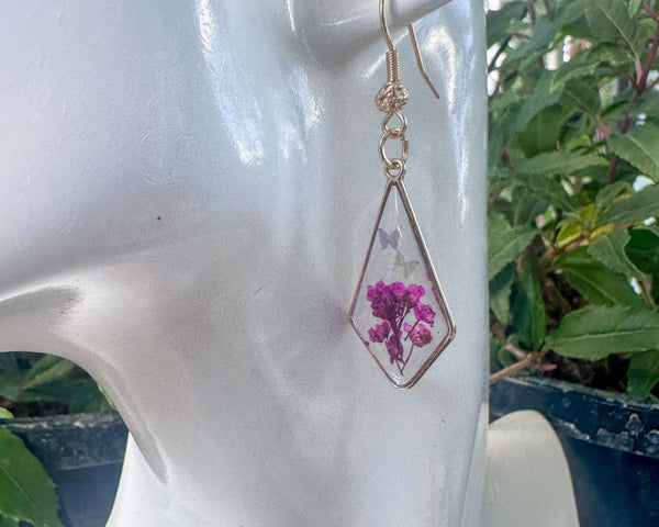 Cherry Blossom Earrings - Handmade Pressed Pink Floral Resin Jewelry