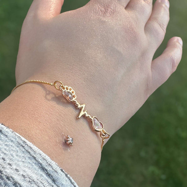Pet Memorial Bracelet - Handmade Pet Paw & Heart Memorial Bracelet