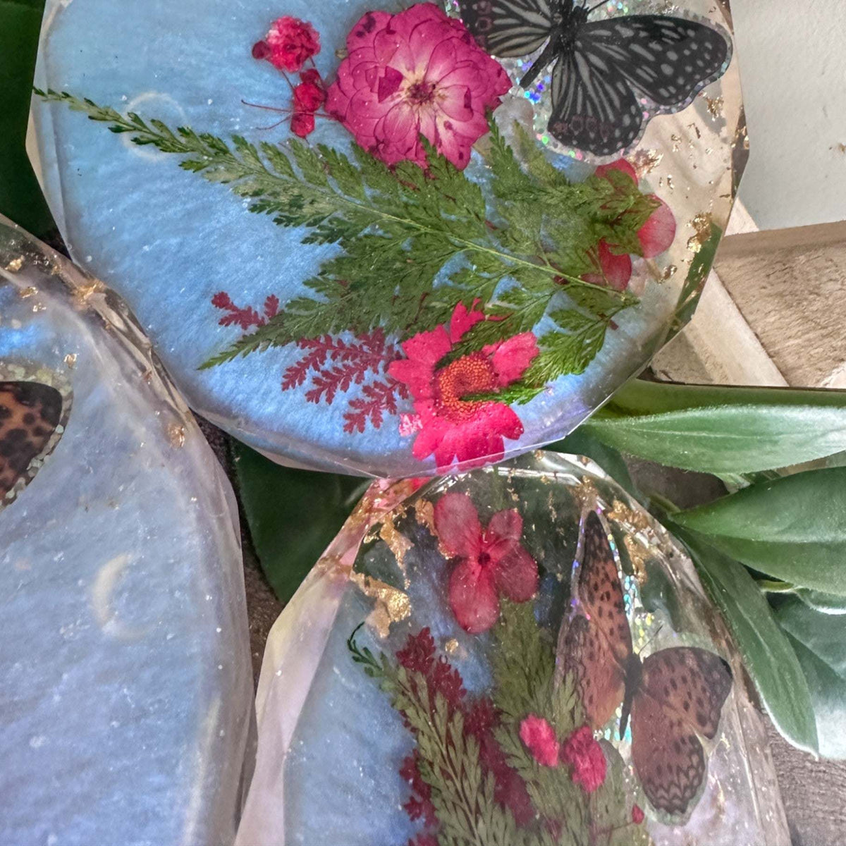 Butterfly Garden Coasters - Handmade Resin Coasters Inspired by Nature