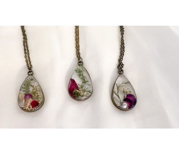 Birth Month Flower Necklace - Custom Order - Pressed Flower Pendant