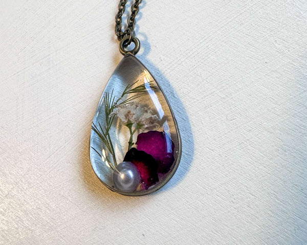 Birth Month Flower Pendant -Custom Order Real Pressed Flower Jewelry