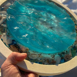 Eternal Summer: Handmade Ocean Portal Resin Wall Art with Seashells