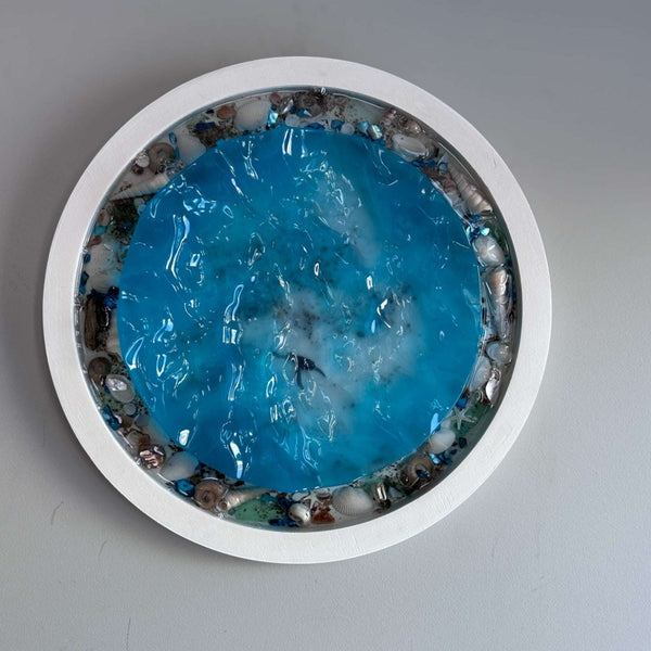 Eternal Summer: Handmade Ocean Portal Resin Wall Art with Seashells