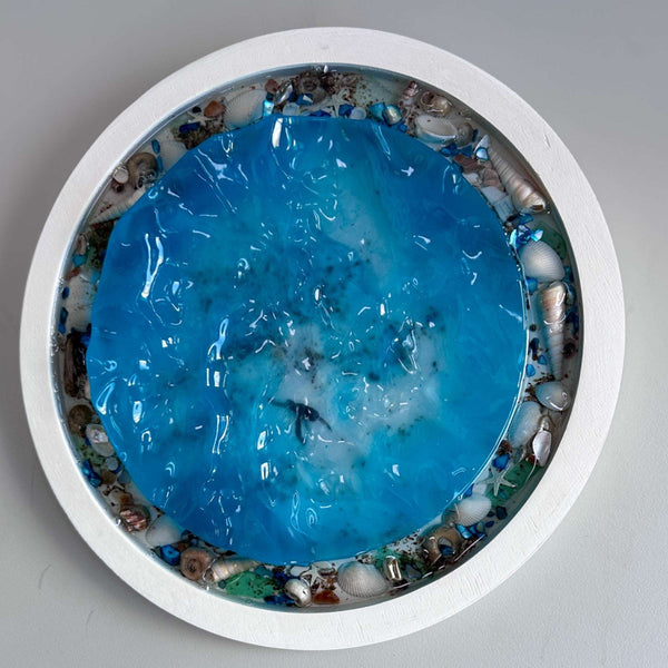 Eternal Summer: Handmade Ocean Portal Resin Wall Art with Seashells