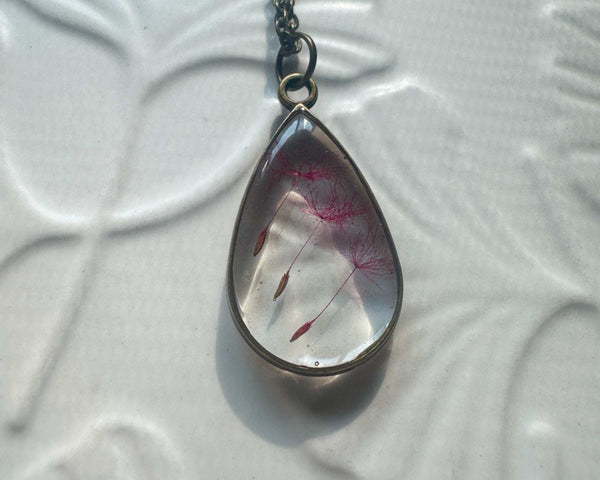 Whimsical Fairy Pendant - Handmade Three Wish Dandelion Resin Pendant