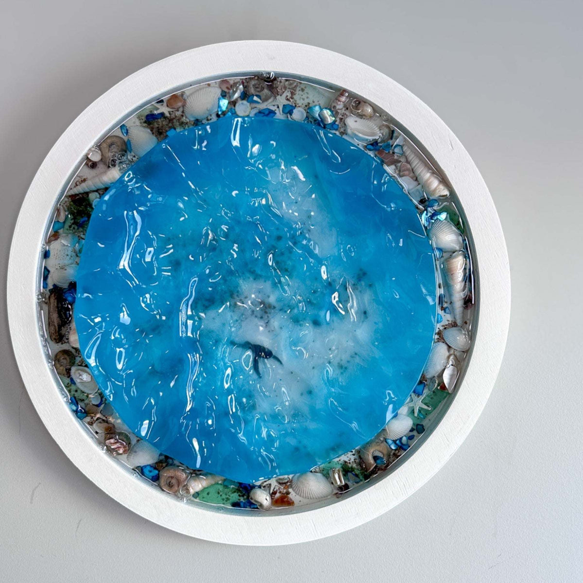 Eternal Summer: Handmade Ocean Portal Resin Wall Art with Seashells