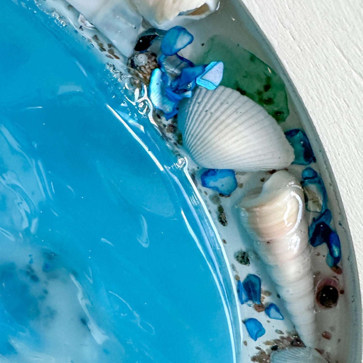 Eternal Summer: Handmade Ocean Portal Resin Wall Art with Seashells