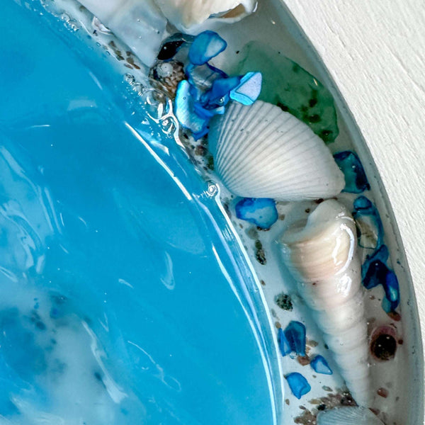 Eternal Summer: Handmade Ocean Portal Resin Wall Art with Seashells