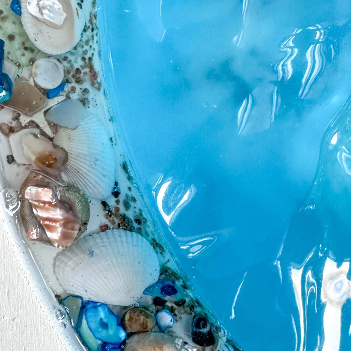 Eternal Summer: Handmade Ocean Portal Resin Wall Art with Seashells